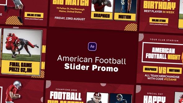 Videohive American Football Slide Promo Video Displays template preview