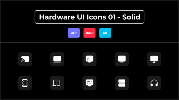 Videohive Hardware UI Icons 01 - Solid Elements template preview