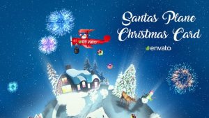 Santas Plane Christmas Card  | After Effects Template Video Displays template preview