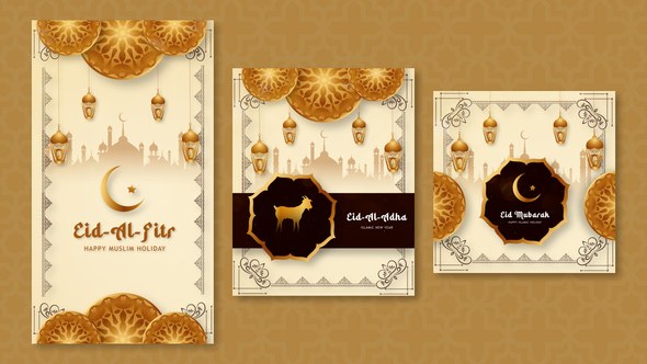 Videohive Ramadan & Eid Intro Instagram 3 in 1 Broadcast-packages template preview
