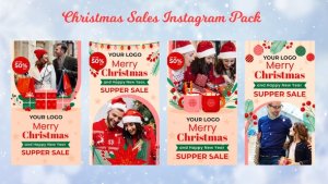 Videohive Merry Christmas Sales Instagram Story Pack 3 Video Displays template preview