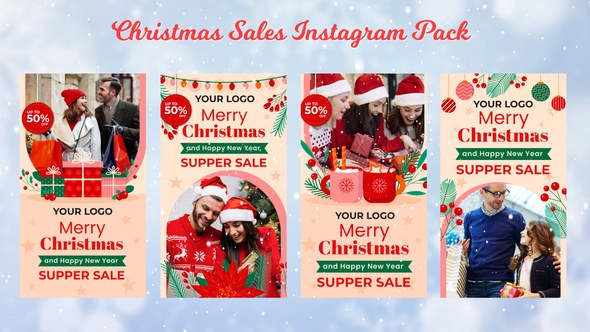 Videohive Merry Christmas Sales Instagram Story Pack 3 Video Displays template preview