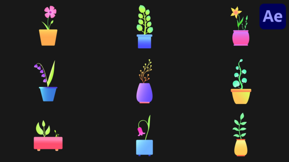 Videohive Potted Animated Plants for After Effects Elements template preview