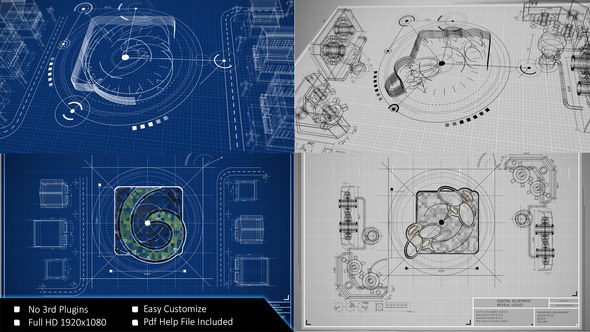 Videohive Digital Blueprint Reveal Logo Logo Stings template preview