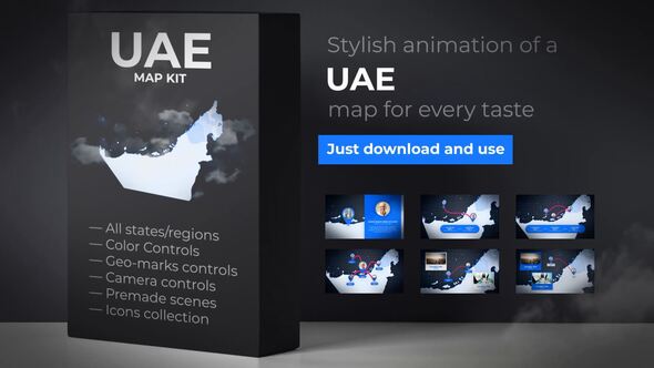 Videohive United Arab Emirates Map - Emirates UAE Map Kit Video Displays template preview