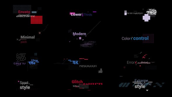 Glitch Titles Video Displays template preview