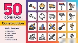 Videohive Dual Icons Pack - Construction Icons Infographics template preview