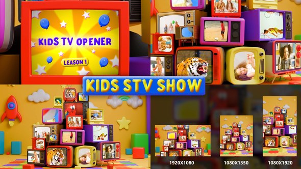 Videohive TV opener for kids shows || Includes Portrait & Vertical Versions! Openers template preview