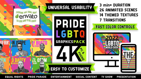Videohive Pride LGBTQ Community Graphics Pack Titles template preview