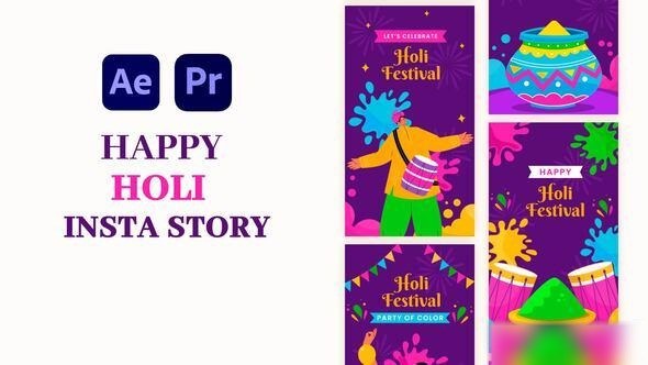 Videohive Holi Festival Instagram Story Elements template preview
