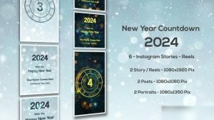 Videohive New Year Countdown 2024 - Instagram Stories Openers template preview