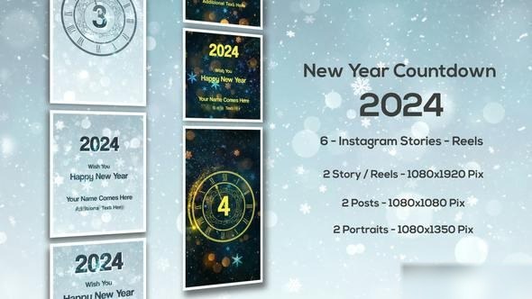 Videohive New Year Countdown 2024 - Instagram Stories Openers template preview