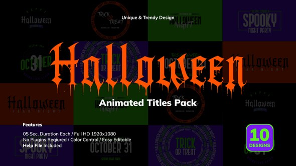 Videohive Halloween Titles Pack 48694628 Titles template preview