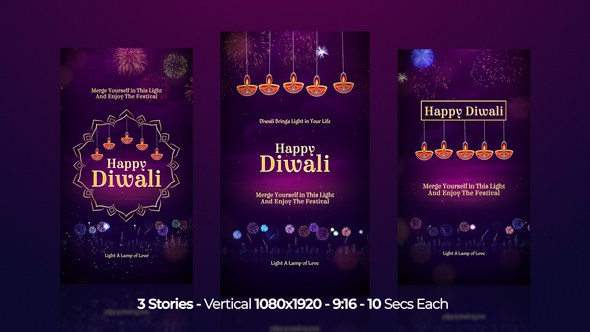 Videohive Happy Diwali Wishes Instagram Stories Openers template preview