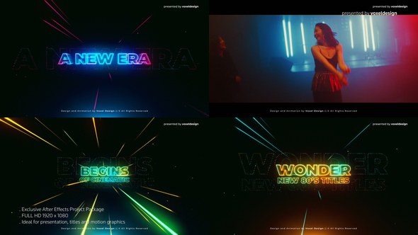Videohive Wonder 80's Cinematic Titles Titles template preview
