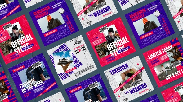 Videohive Flamboyant Fashion Streetwear Posts Product Promo template preview