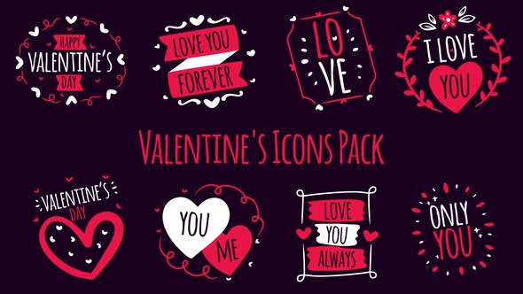 Videohive Valentine's Icons Pack V2 Elements template preview