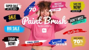Paint Brush Sale Labels for Premiere Pro Premiere Pro template preview