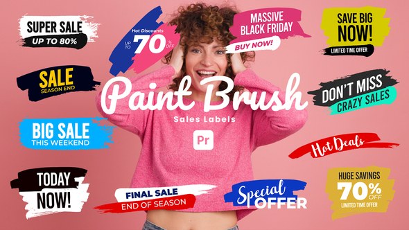 Paint Brush Sale Labels for Premiere Pro Premiere Pro template preview