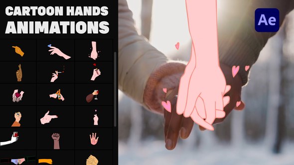 Videohive Cartoon Hands Stickers for After Effects Elements template preview