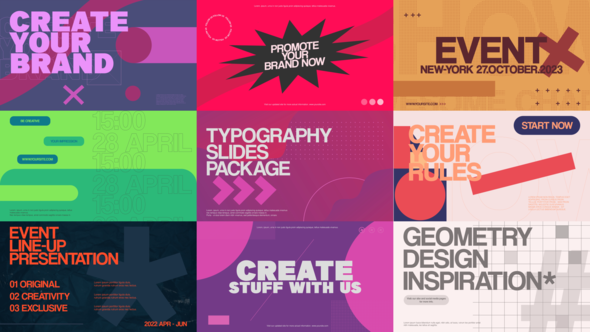 Videohive Typography Slides Pack Video Displays template preview