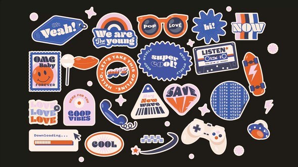 Videohive Retro Y2K Stickers Looped Animation Elements template preview