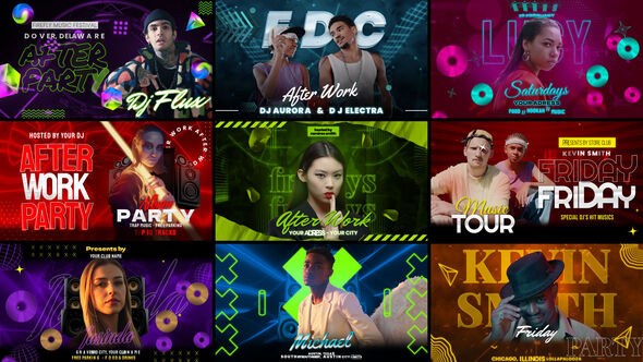 Videohive Neon Pulse Freeze Frame Pack Elements template preview