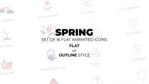 Videohive Spring - Set of 16 Animated Icons Flat or Outline style Elements template preview