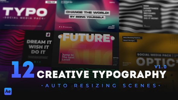 Videohive 12 Creative Typography Scenes Titles template preview