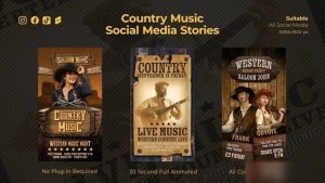 Videohive Western Music Instagram Stories Openers template preview