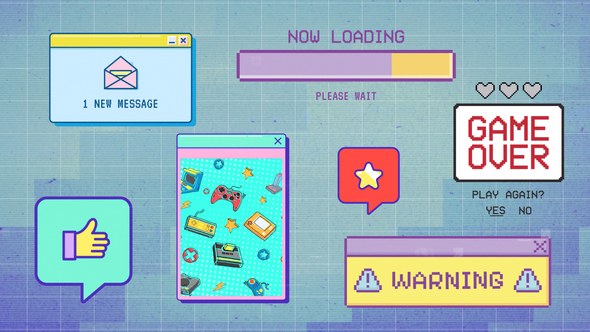 Videohive 8bit Computer Windows Retro Pixel Interface Part 2 Titles template preview