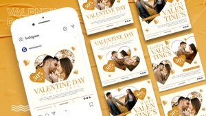 Videohive Happy Valentines Day Instagram post Video Displays template preview