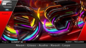 Neon Glass Audio React Logo Video Displays template preview