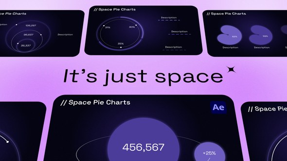 Videohive Space Pie Charts Infographics template preview