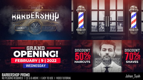 Videohive Barbershop Promo Video Displays template preview