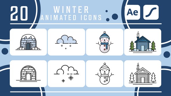 Videohive set of winter icons pack animation video Video Displays template preview