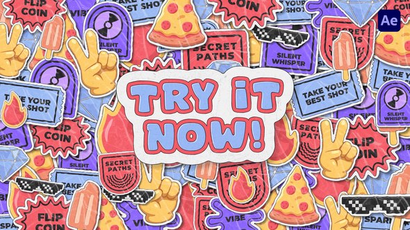 Videohive Cartoon Stickers Transitions Elements template preview