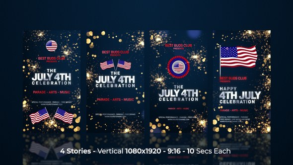 Videohive July 4th Instagram Stories Openers template preview
