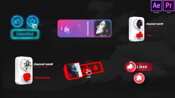 Videohive Youtube Trendy Subscribe Elements Titles template preview