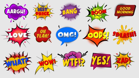 Videohive Modern Clean Comic Bubbles Elements template preview