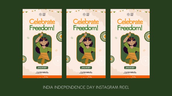 Videohive India Independence Day Instagram Reel Openers template preview