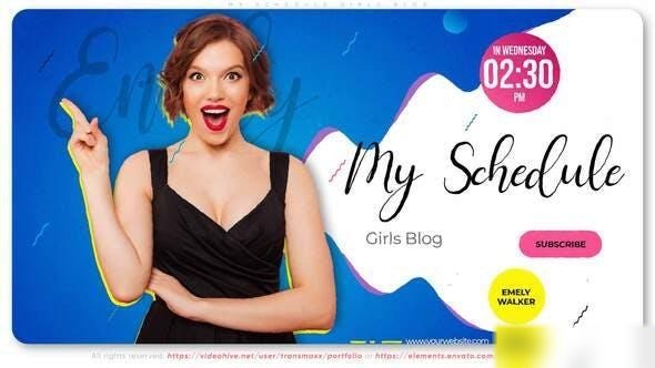 Videohive My Schedule. Girls Blog Openers template preview