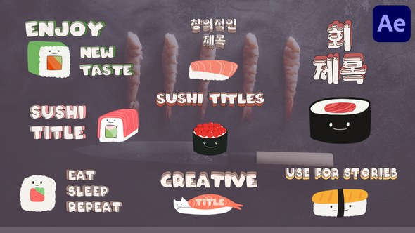 Videohive Cartoon Sushi Titles for After Effects Titles template preview