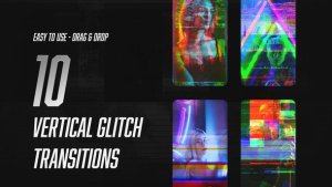 Videohive Vertical Glitch Transitions 59359626 Elements template preview
