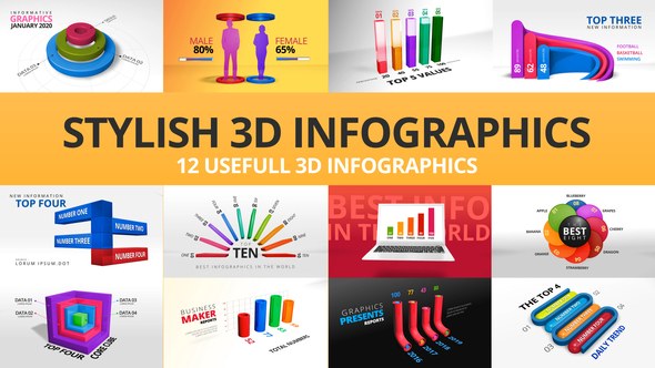 Videohive Stylish 3D Infographics Infographics template preview