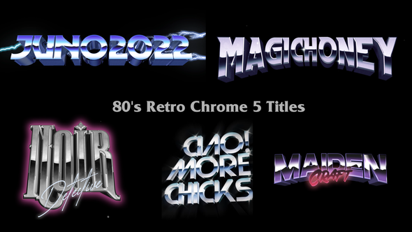 Videohive 80s Retro Chrome 5 Titles Titles template preview
