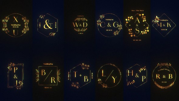 Videohive Gold Wedding Monogram Titles template preview