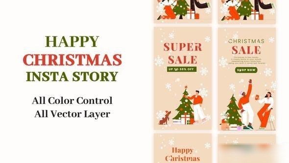 Videohive Merry Christmas & New Year Instagram story 55068968 Elements template preview