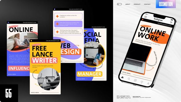 Videohive Online Work Instagram Stories Video Displays template preview