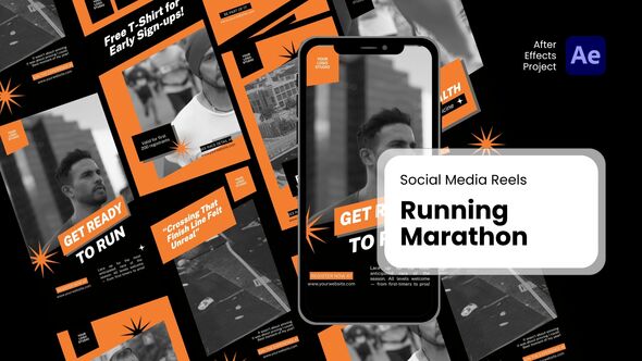 Videohive Social Media Reels - Running Marathon After Effects Project Files Broadcast-packages template preview